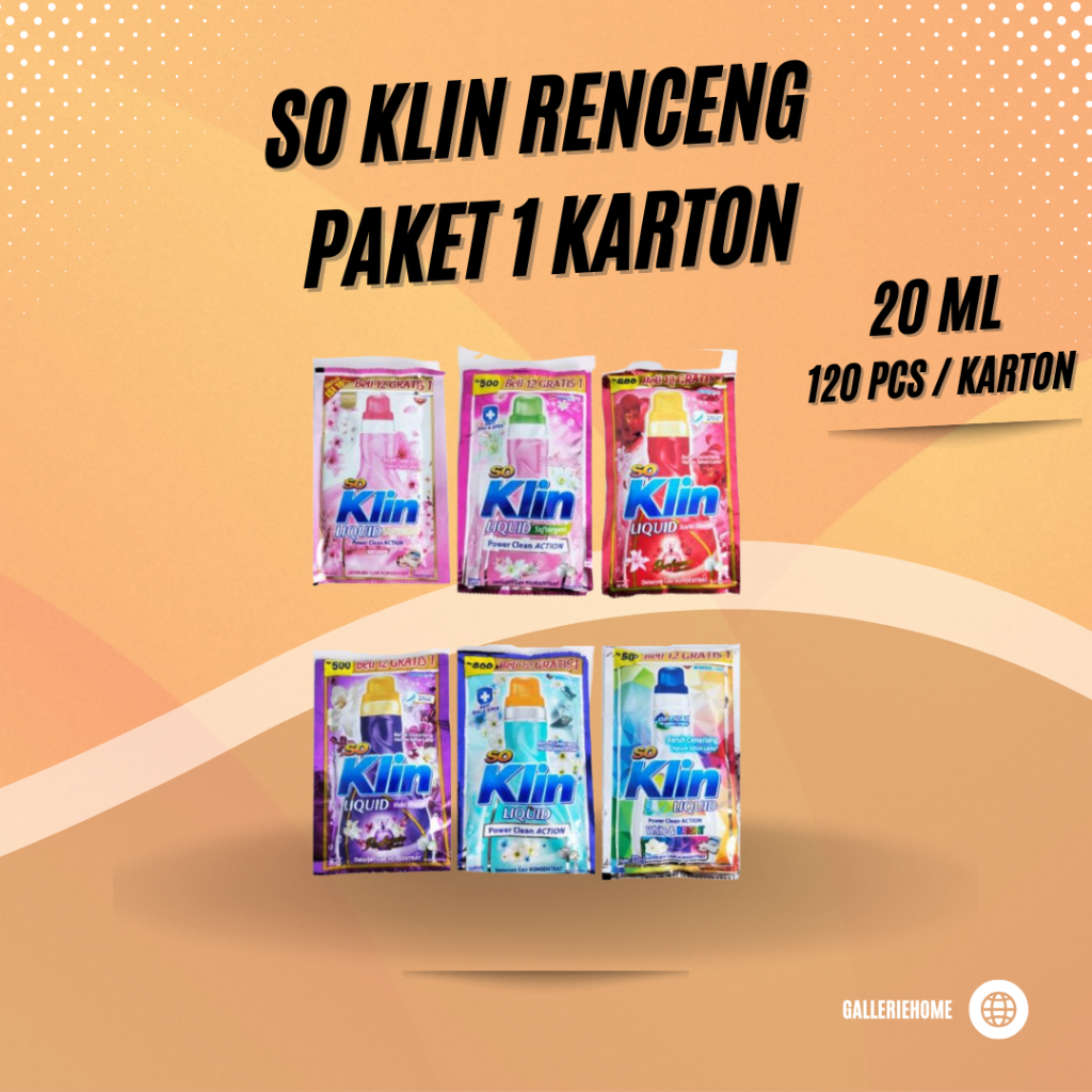 PROMO SoKlin Cair Liquid SACHET Renceng PAKET 1 KARTON ISI 120 PCS SACHET / SoKlin Cair / KIRIM INST