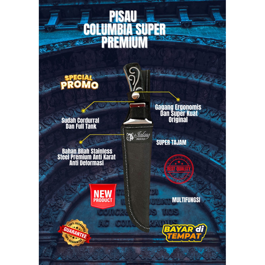 [BAJA BERKAH ABADI] PISAU COLUMBIA SA21 PISAU BAJA SUPER TAJAM Bahan Stainless Steel Premium Asli Or