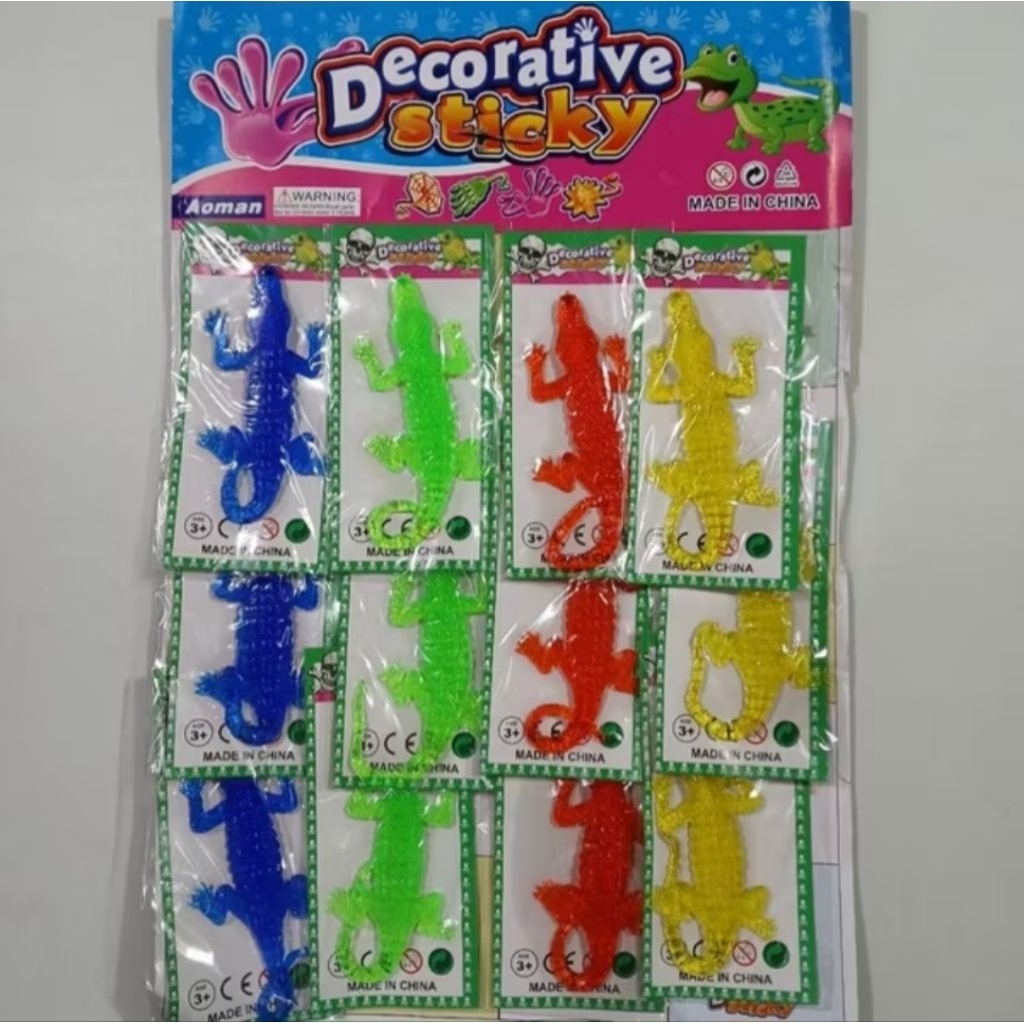 1papan (12|20 pcs) Mainan Sticky Jelly buaya spider ular tikus cecak kecoa - Kenyal, Aman, Mainan Ed