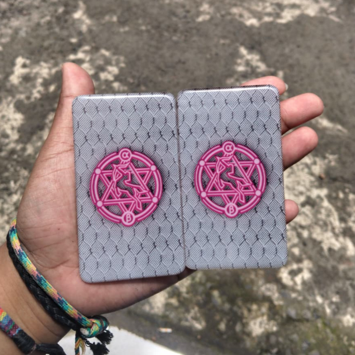 (PreOrder) Acrylic Backdoor For M'200 Panel Motif Grey Crbn Pattern Pink Logo Uv Print