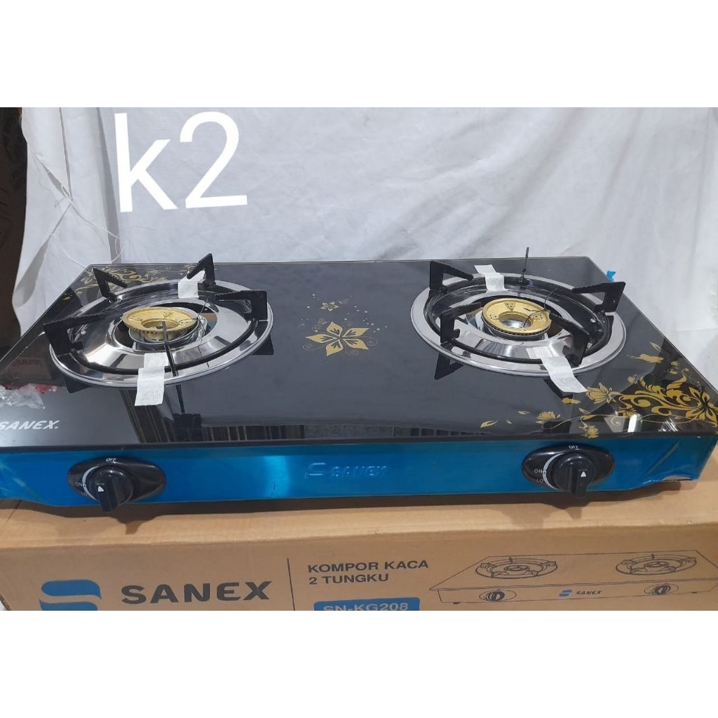 Kompor gas kaca 2 tungku SN KG208 k1 atau k2merk sanex