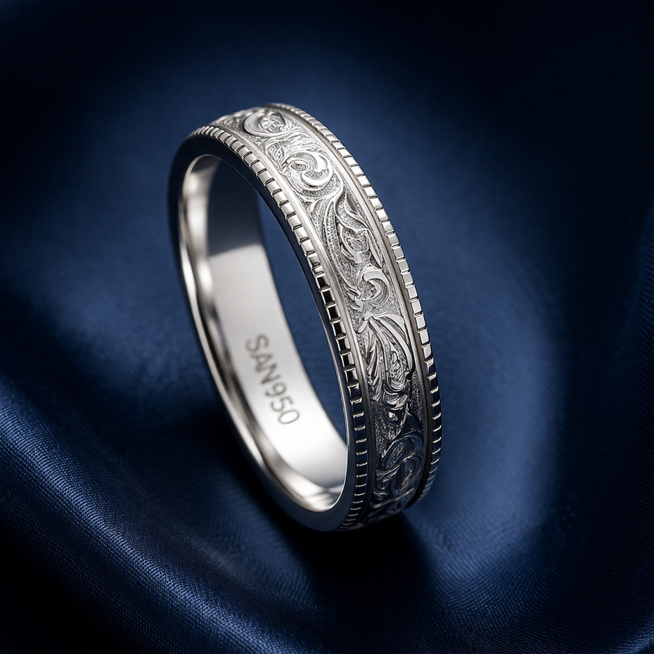 Cincin Ukiran Etnik Custom Handmade P23 - RingTunangan Nikah Perak 950/925 Platinum Palladium Emas