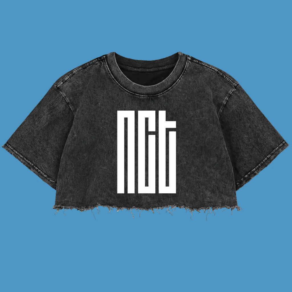 Resmora "NCT" Crop Top Wash Oversized T-Shirt | Washing | Crop Tee Unfinished | Vintage | Atasan | K