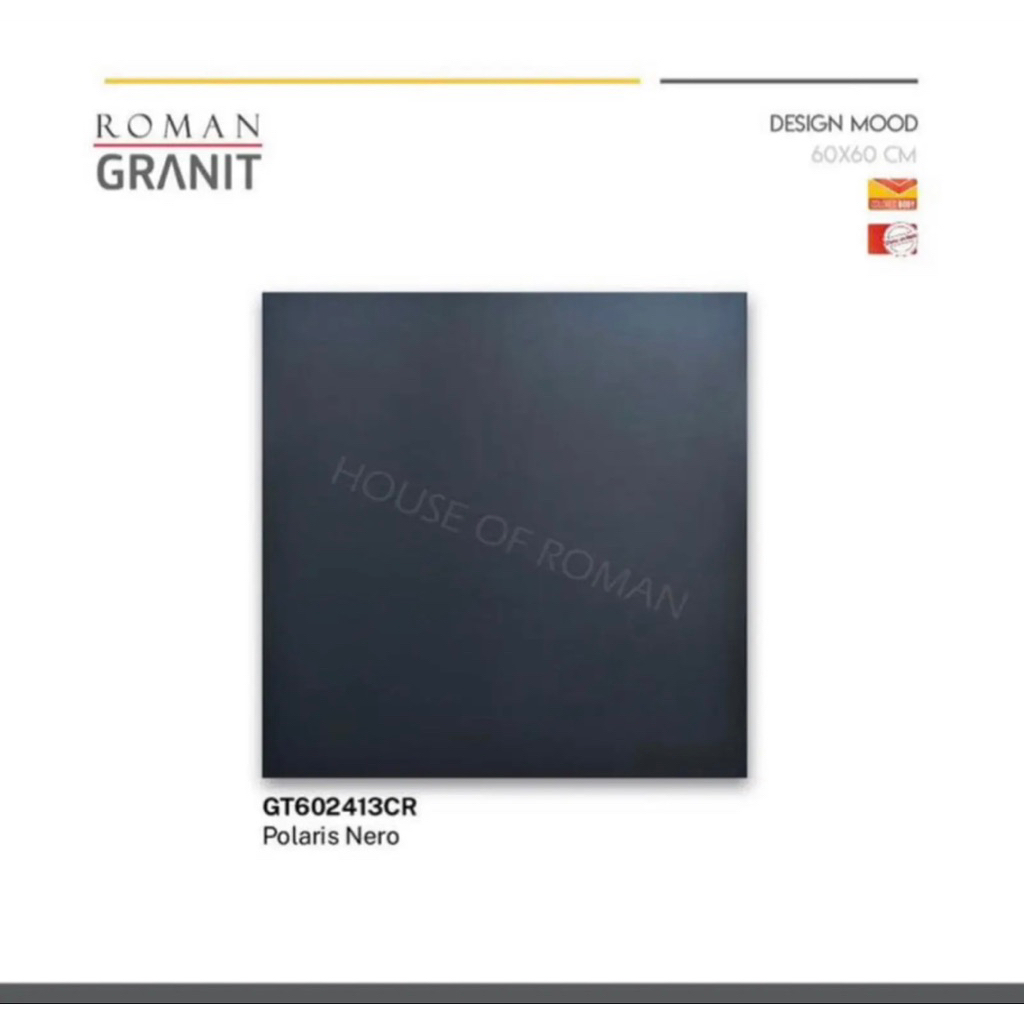 Roman granit 60x60 dPolaris Nero/Granit 60x60 Hitam Matt/Granit Warna Hitam Doff/Granit Hitam