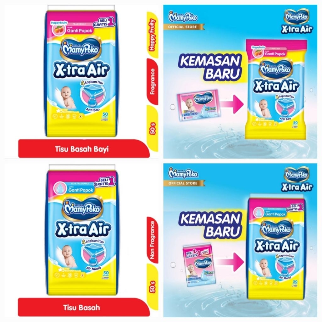 MamyPoko Tissue Basah Air Murni Parfum/Non Parfum 50s