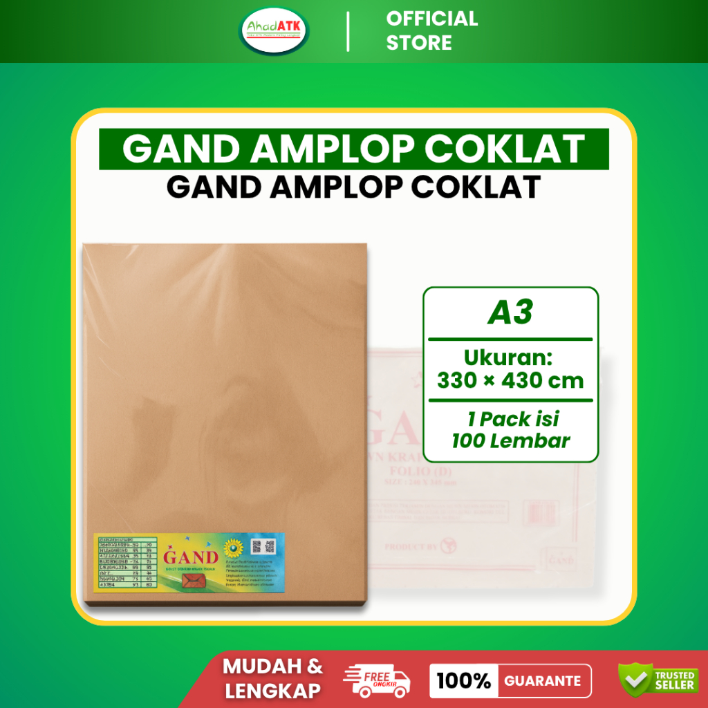 Amplop GAND A3 / Amplop Kraft Besar / Amplop Kantor isi 100 /  Amplop Dokumen Besar