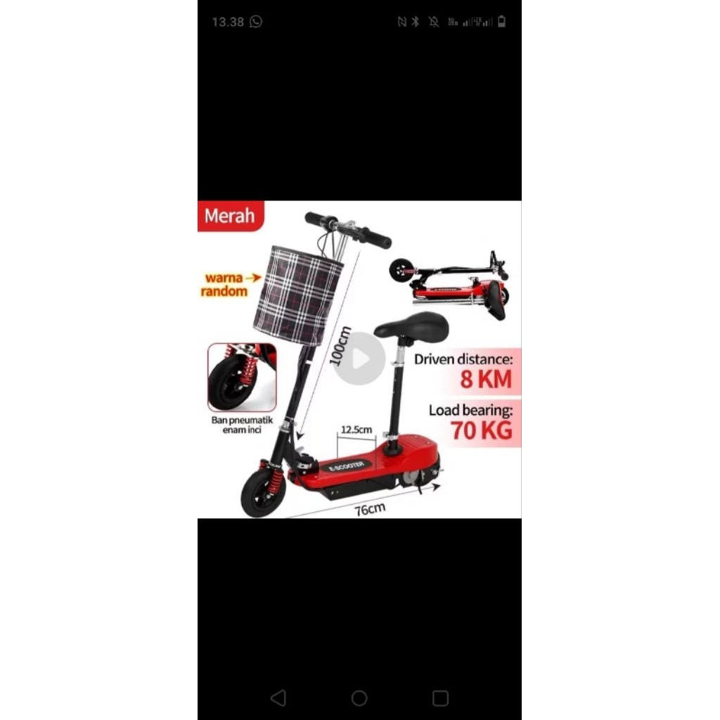 Skuter Listrik Merah, bekas pemakaian 3 bulan