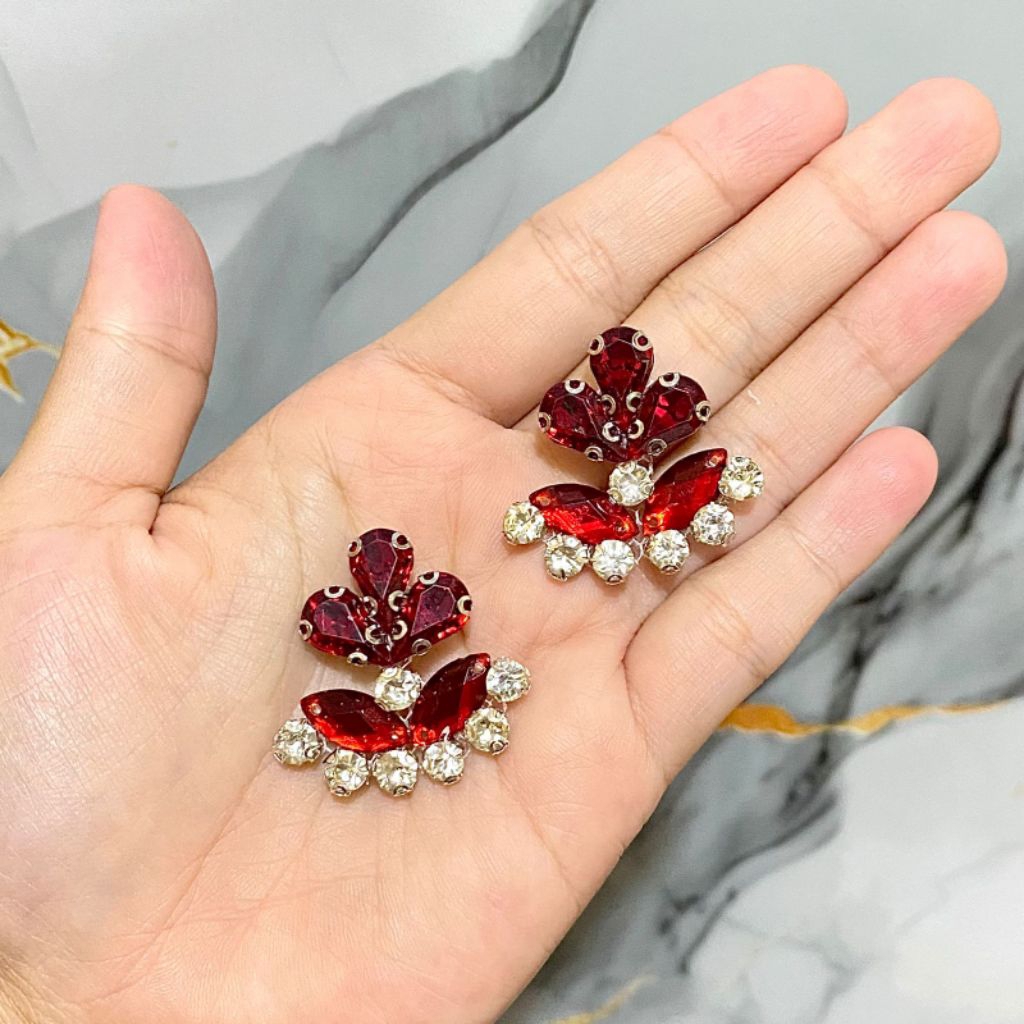 Hiasan Bordir Kristal Motif Daun Warna Pink dan Pink Muda, Dekorasi Pakaian Elegan/Payet Pengantin /
