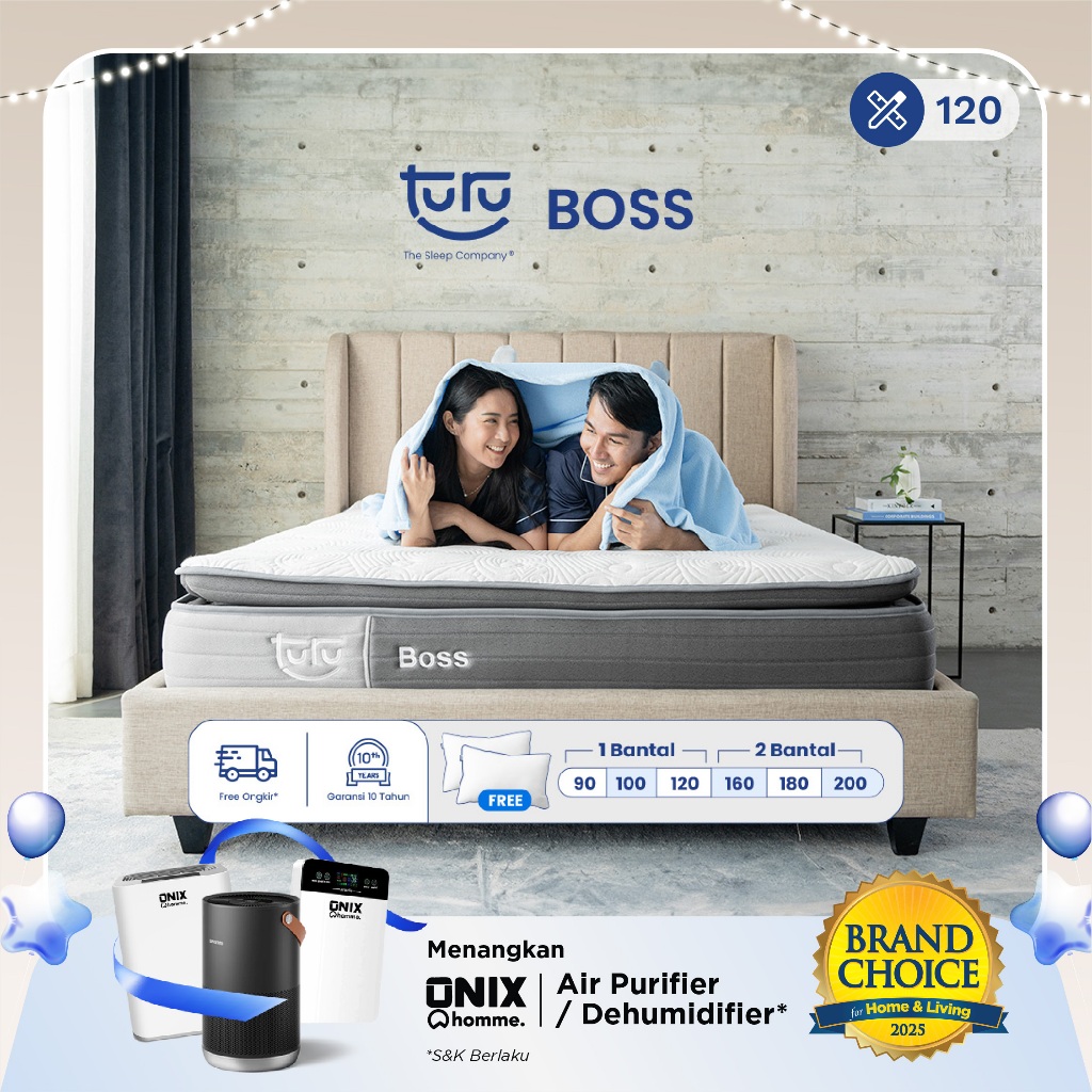 Turu - Kasur Pocket Spring Bed TURU BOSS ukuran 120x200 (Double Size) Free Bantal