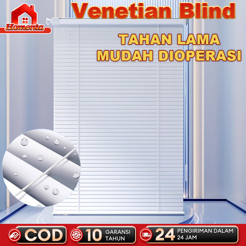 Homenta Venetian Blind Rollet Venetia Aluminium 49cm—99cm*10cm* 4cm Tarik Tali Berbagai Ukuran untuk