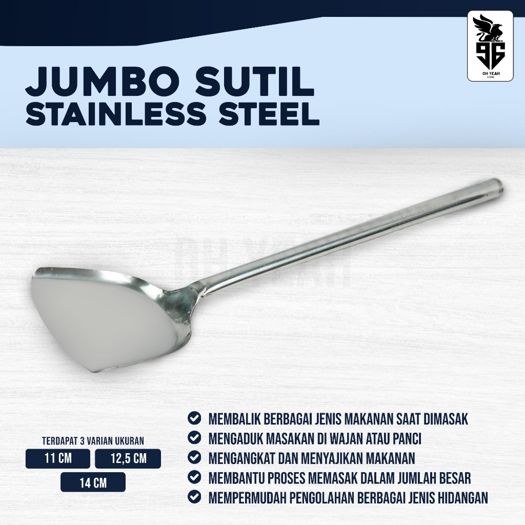 Sutil Jumbo Stainless Steel Spatula Sodet Besar Penggorengan Kuali | Alat Masak Wajan Raksasa | Perl