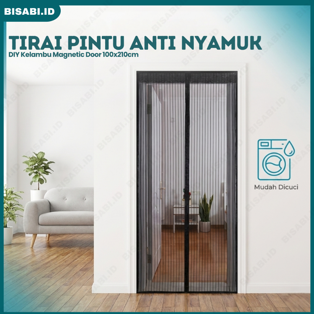Tirai Pintu kamar / Tirai Magnet Anti Nyamuk Kawat Nyamuk Hordeng Pintu Anti Nyamuk 100x210cm