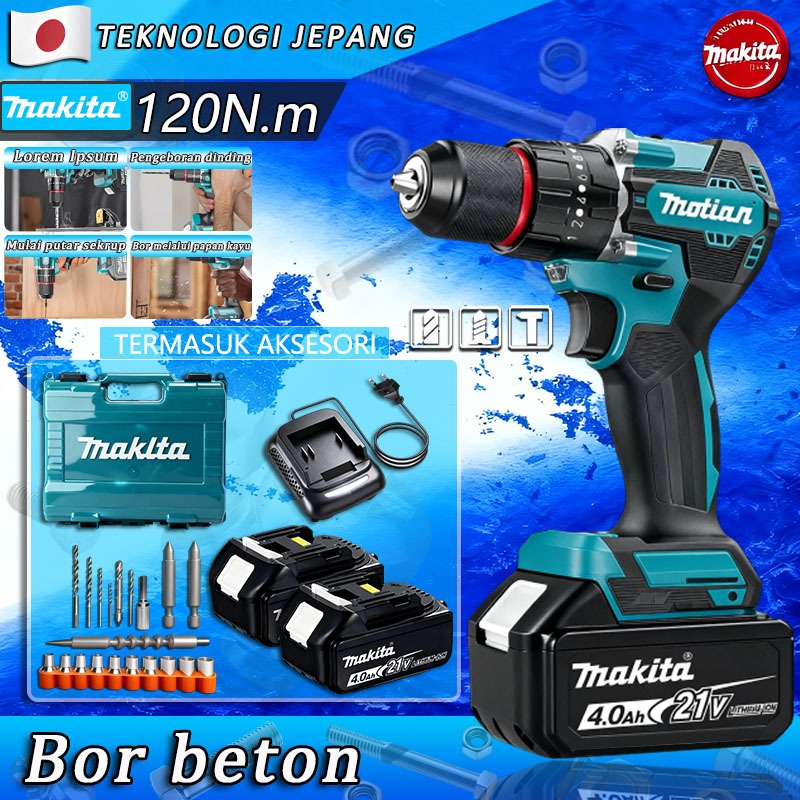 Makita 1850R/menit bor cordless cordless drill bor impact baterai impact drill mesin bor listrik