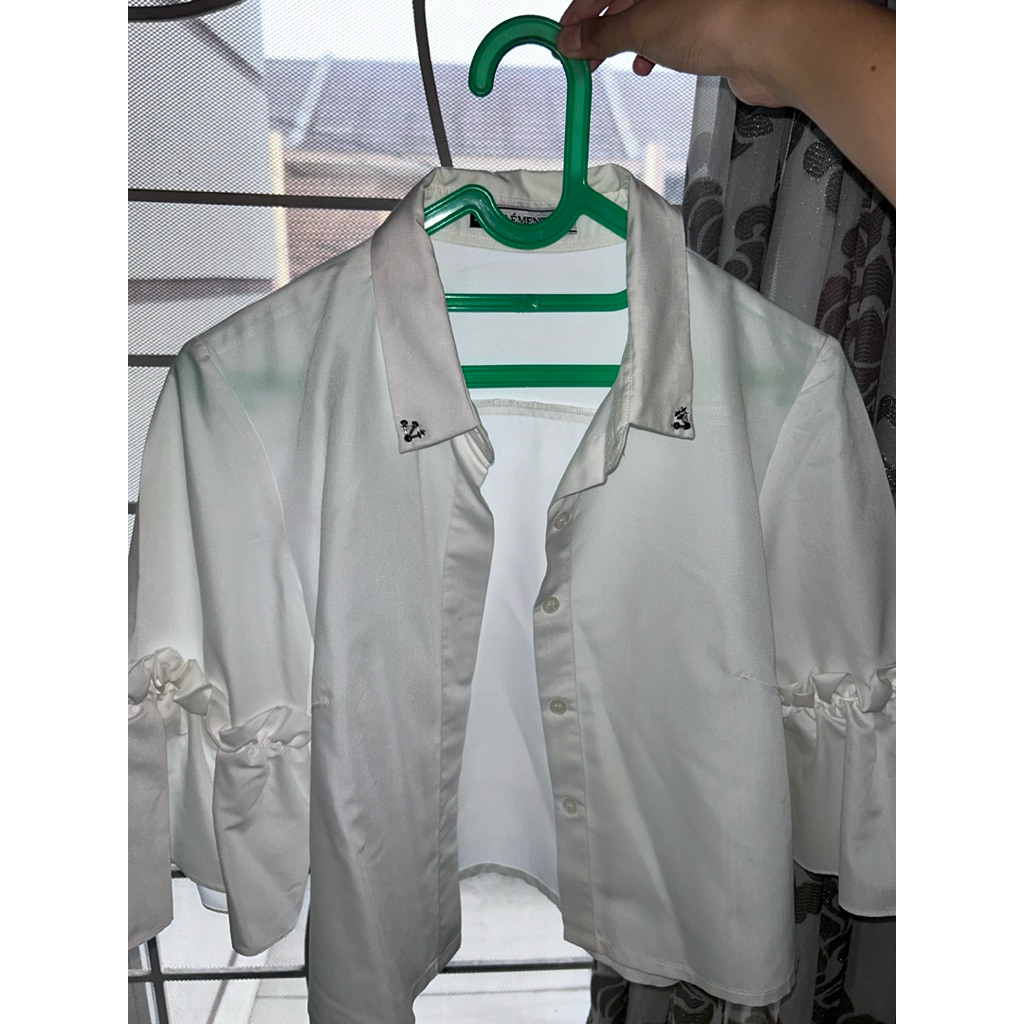 Atasan Wanita Blazer/Kemeja Crop top Putih Clementine