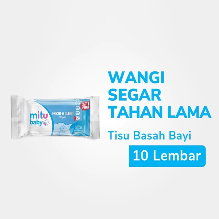 [ 1bungkus ] Mitu tisu basah baby wipes isi 10 lembar tissue basah serbaguna