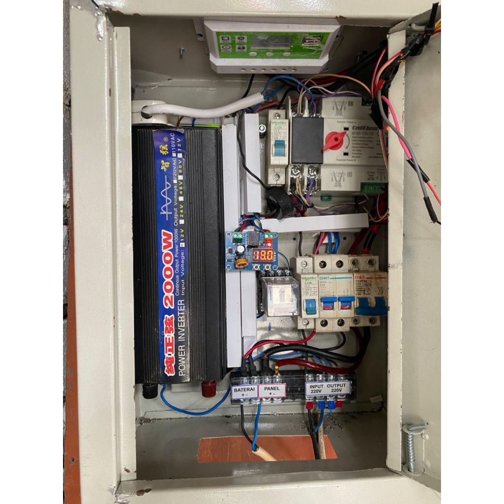 Paket lengkap panel plts panel surya solar cell inverter 2000 watt SCC ATS