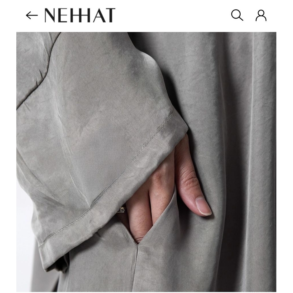 Nehhat - Preloved Nuvel Cupro Flow Abaya size S Silver Grey