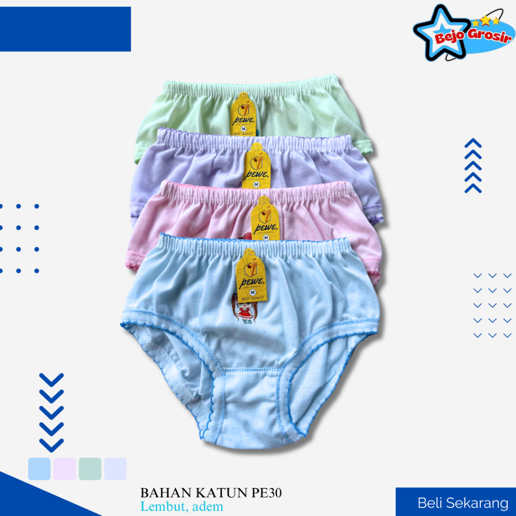 12 Pcs Celana Dalam Anak Perempuan – Cantik, Lembut & Adem Nyaman di pakai | Grosir CD Karakter Bung