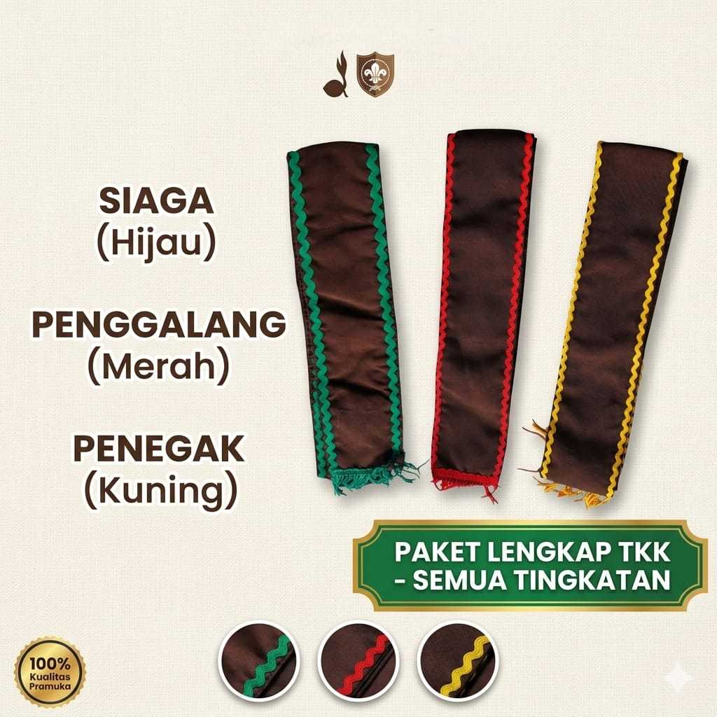 Selempang TKK Pramuka, Selendang, Slempang Siaga Penegak Penggalang Hijau Kuning Merah