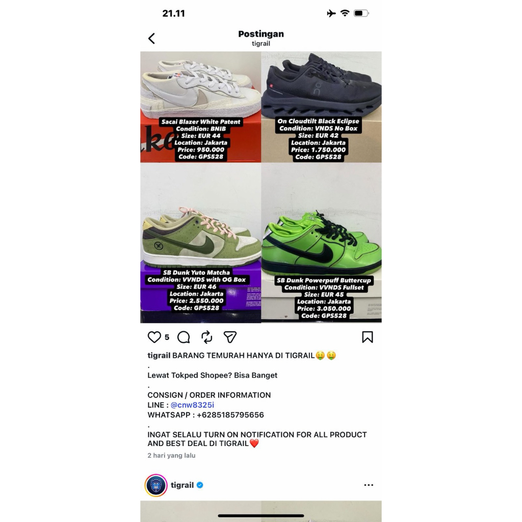 nike sb dunk low yuto matcha bekas