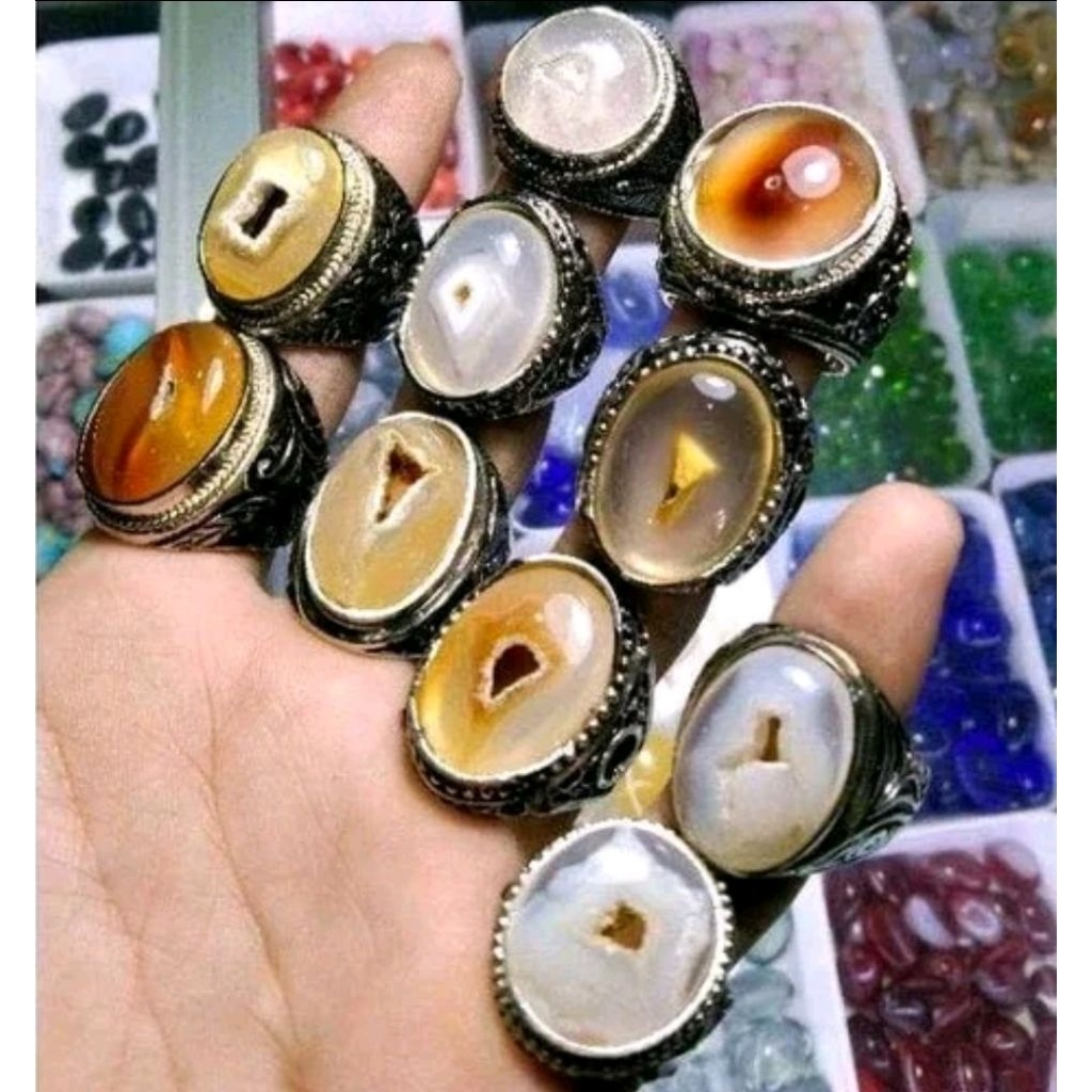 cinin batu combong sulaiman asli natural alam 100% bergaransi ring alpaka angi luntur dan karat cinc