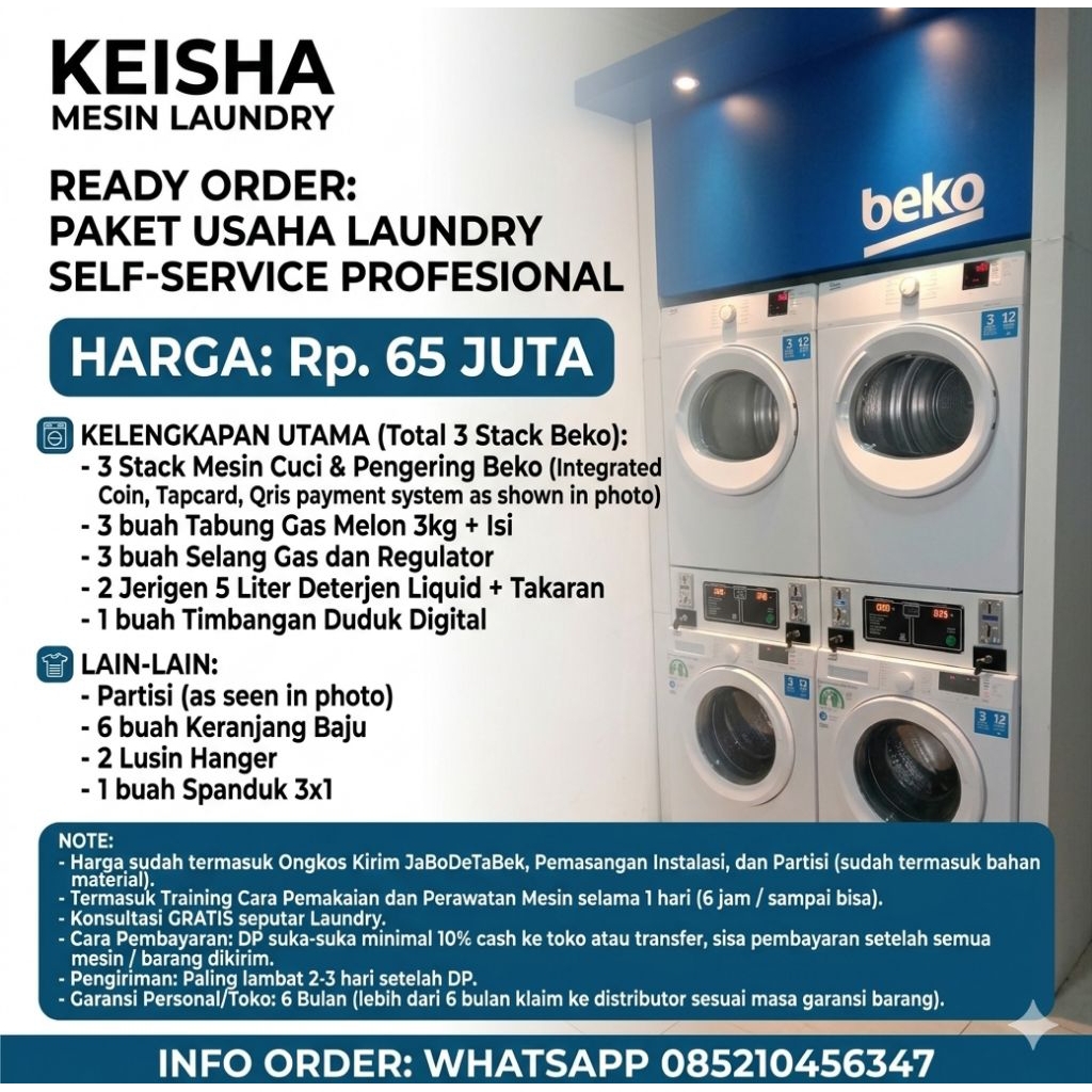 3 stack Mesin laundry coin