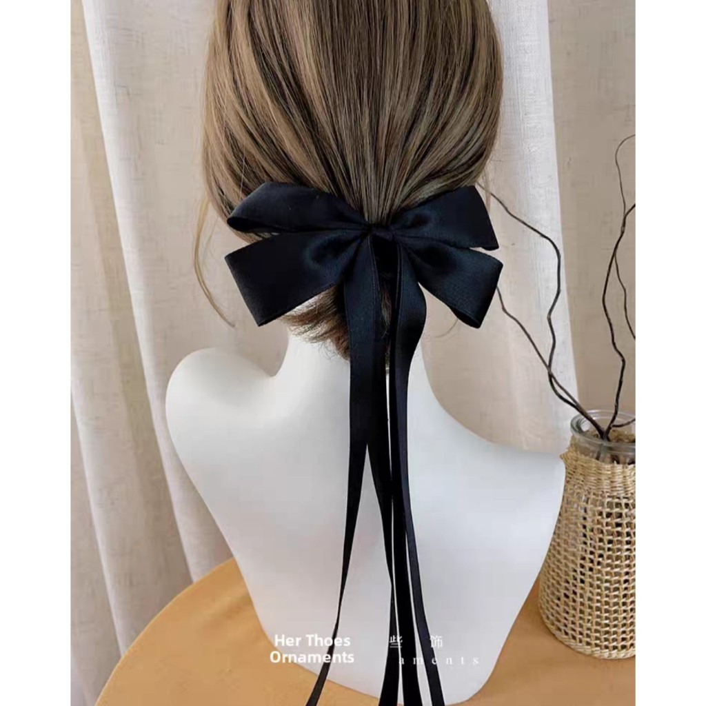 large bow long ribbon hair tie