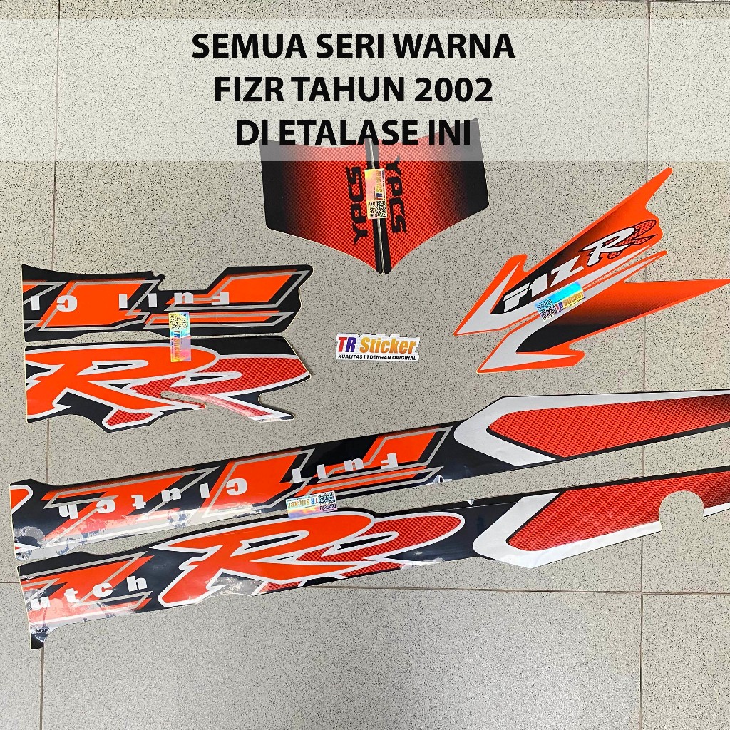 Striping Yamaha Fizr 2002 Orange Merah Hitam Putih Silver  Sticker Lis List F1ZR Yamaha Fizr 2002 Ku