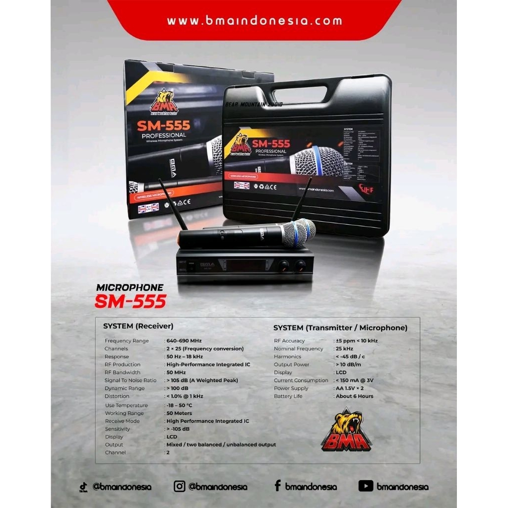 MIC WIRELESS BMA SM-555 ORIGINAL BMA TERBARU