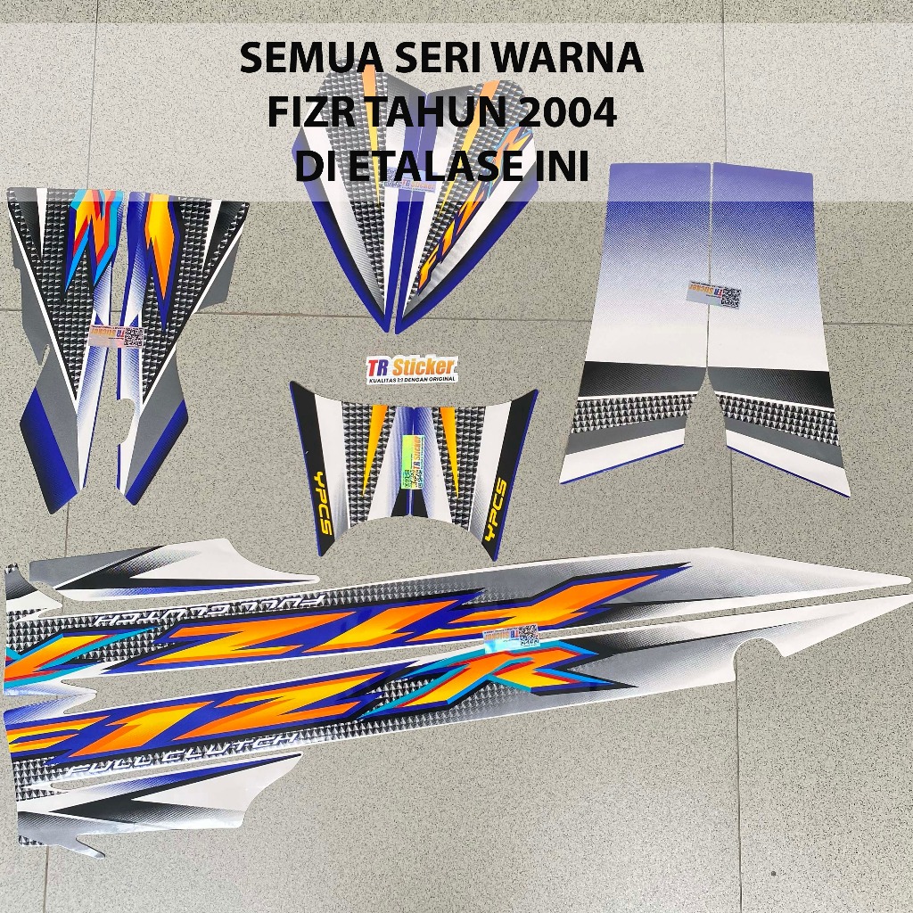 Striping Yamaha Fizr 2004 Biru Merah Orange Hitam Putih Sticker Lis List F1ZR Yamaha Fizr 2004 Kuali