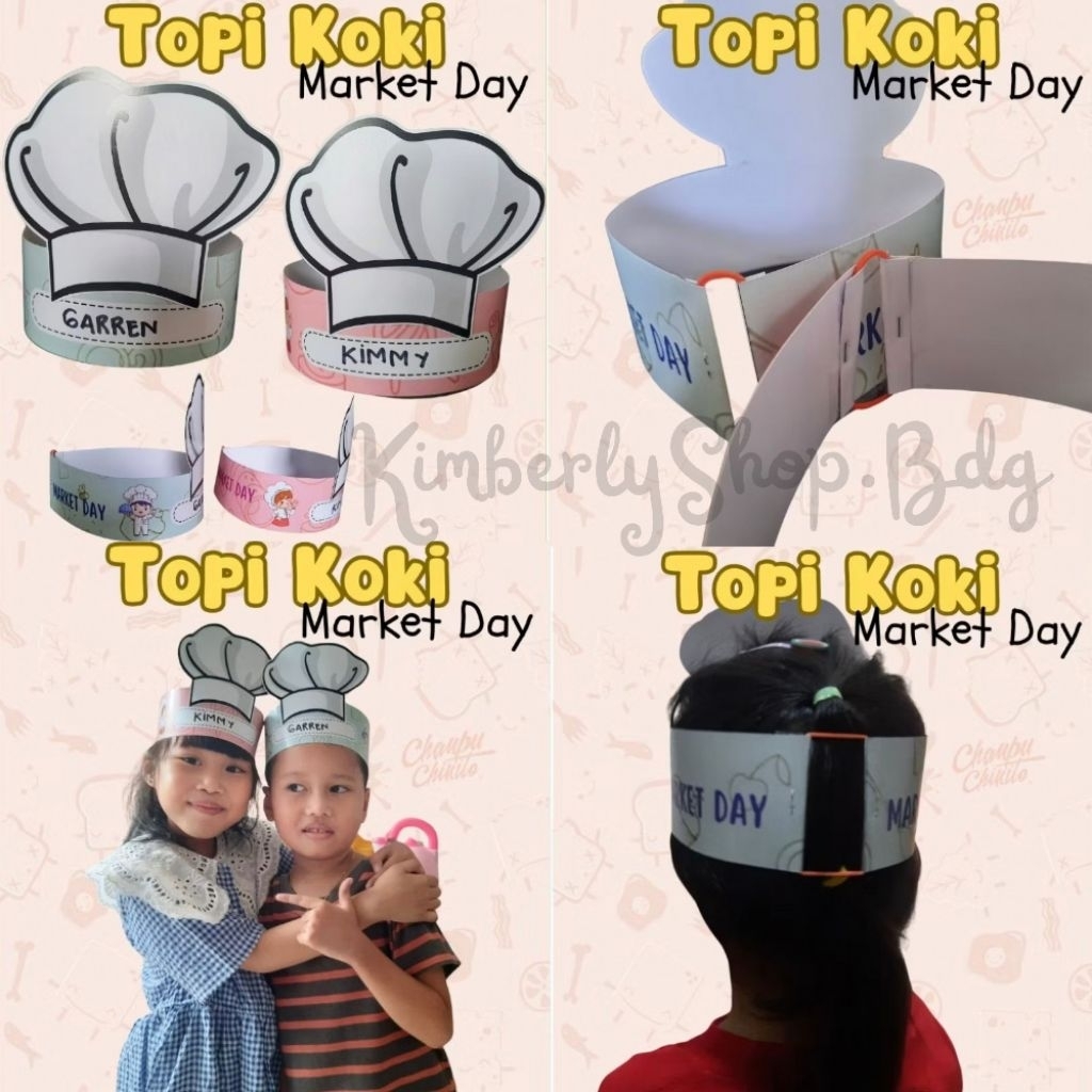 Topi Koki Market Day anak TK SD  / Topi Chef