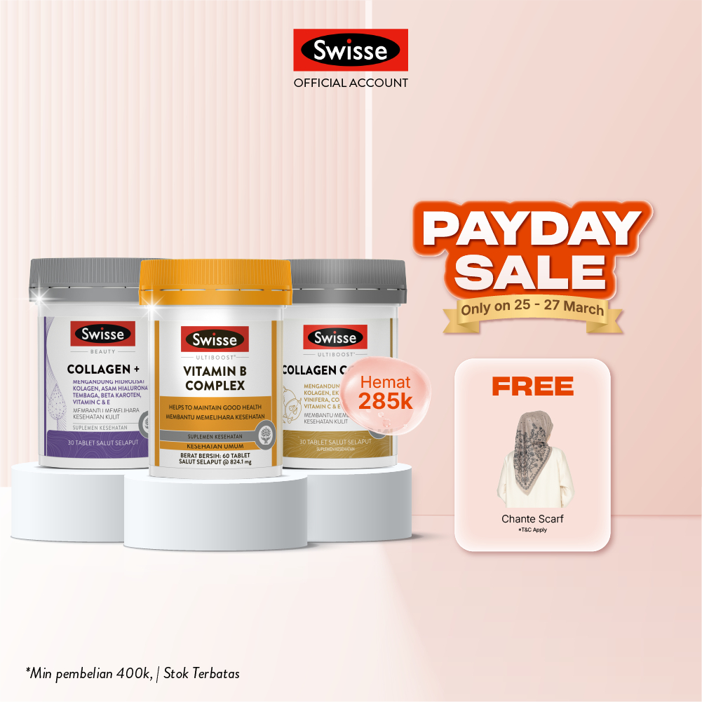 Bundling Swisse Ultiboost Vitamin B Complex + Collagen Complex 30s + Collagen Plus
