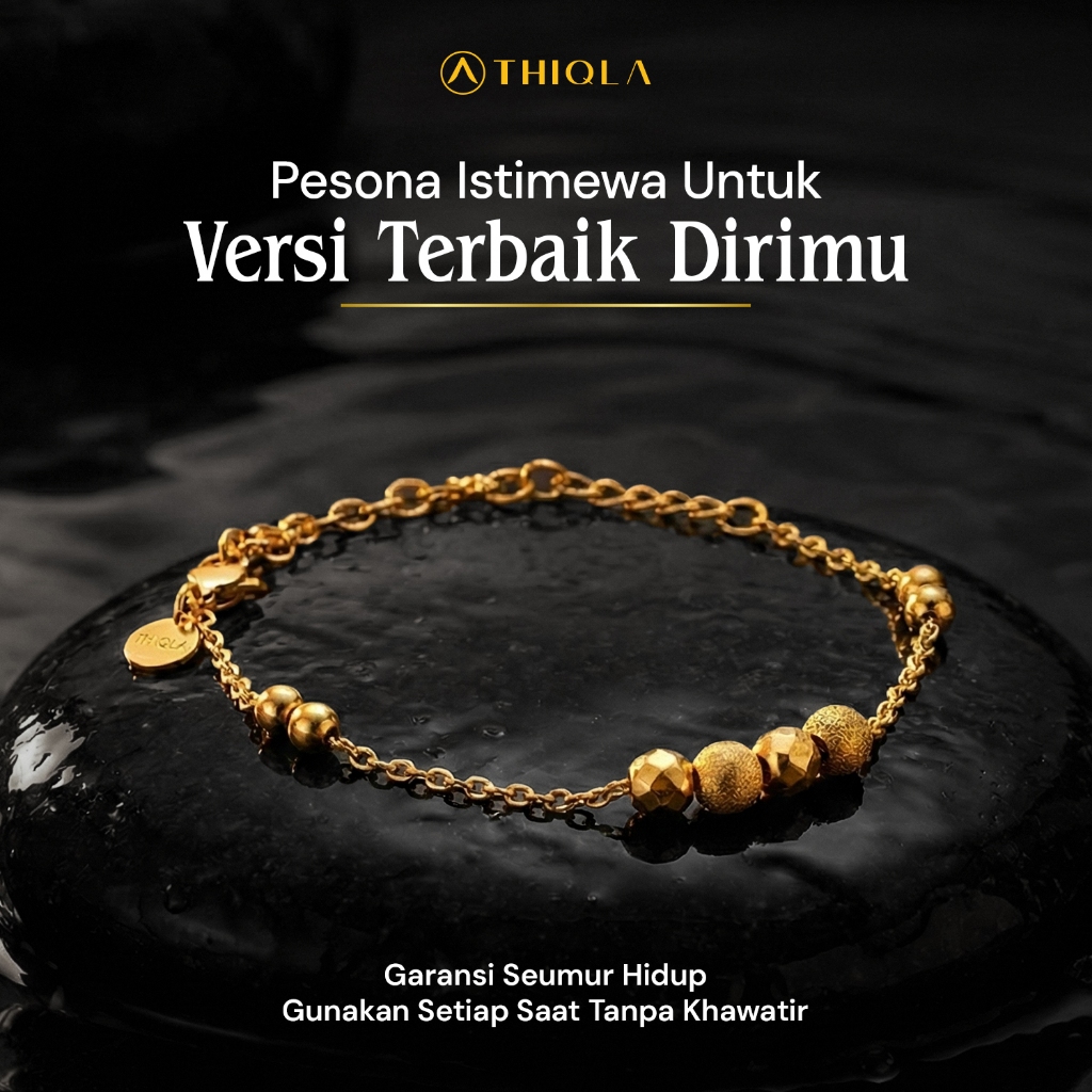 THIQLA - Gelang Biji Lada MANIKA - Gelang Tangan Wanita - Gelang Anti Karat & Anti Hitam - Bukan Gel