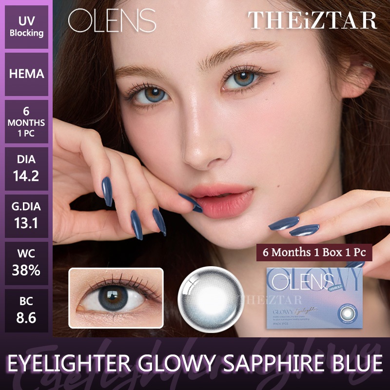 THEiZTAR - Ready Stock - OLENS Eyelighter Glowy Sapphire Blue 6 Months 1P OLENS x BLACKPINK Softlens