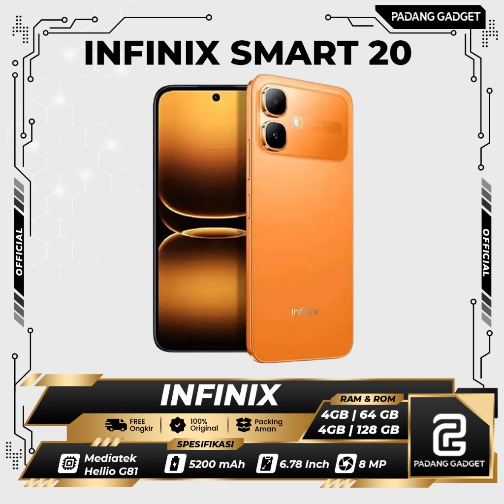 Infinix Smart 20 4/64 & 4/128 GB | HP BARU MURAH Layar 6.78" 120 Hz | Android 16 Garansi Original |