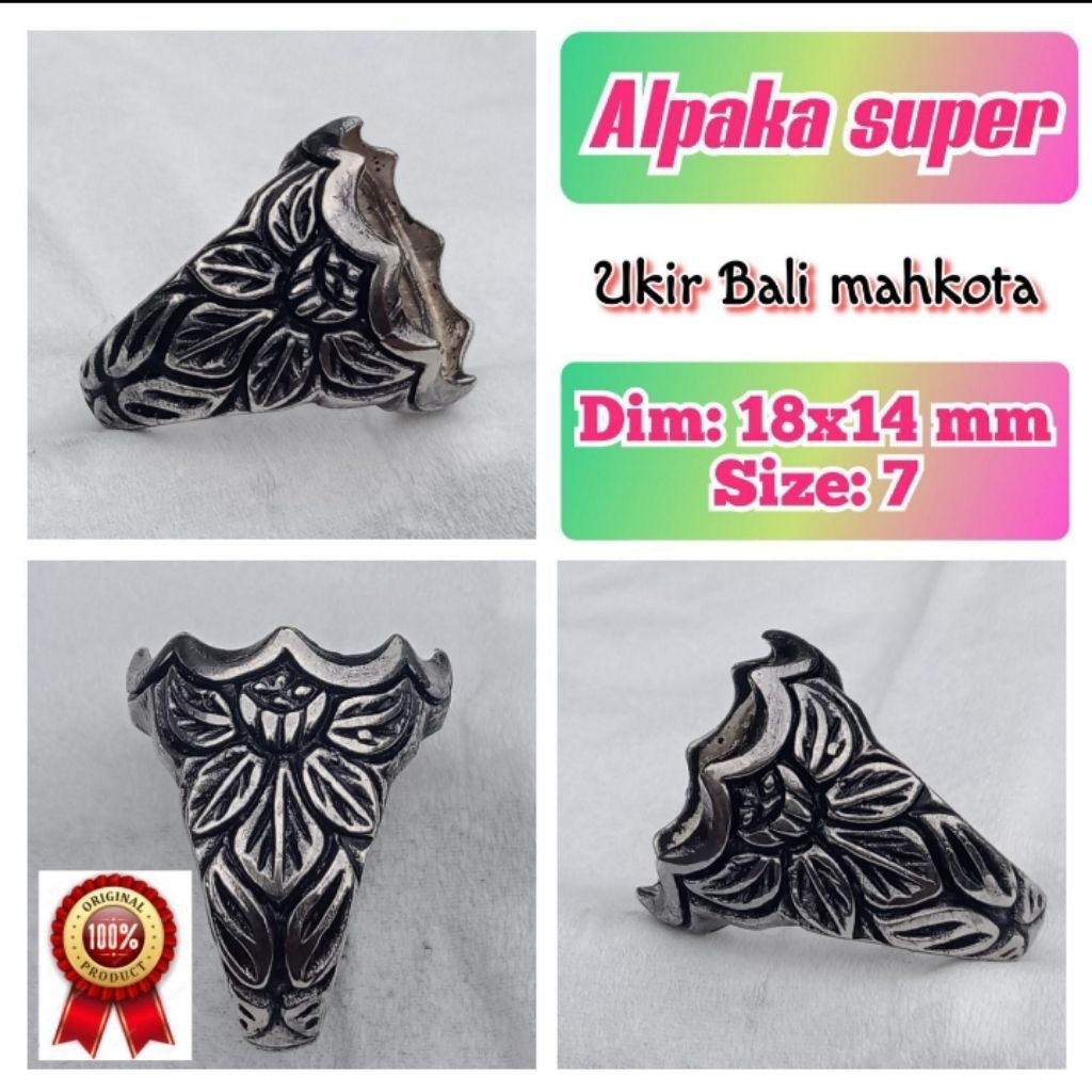 cincin emban batu akik batu permata alpaka super ukir mahkota.05