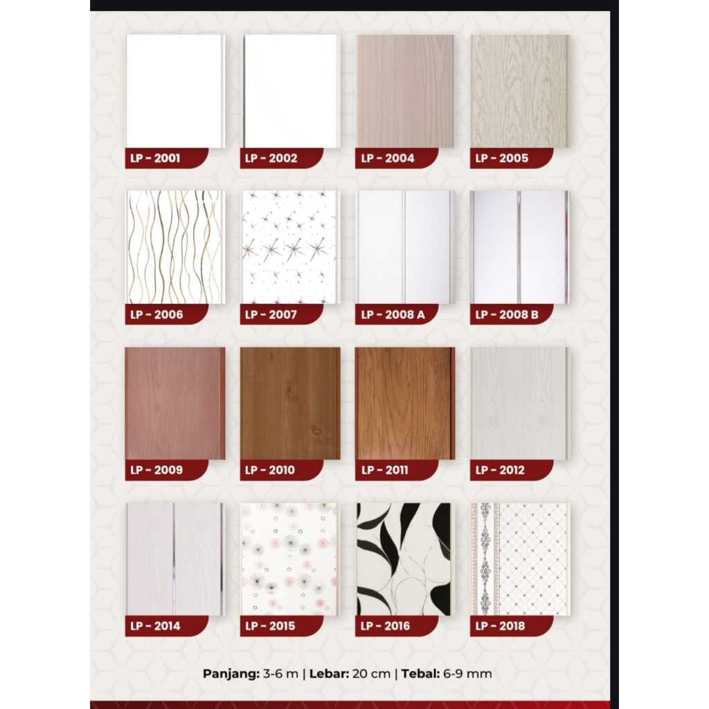 Plafon PVC 8mm PerDus isi 15 Lembar Plafon Rumah Pvc Lebar 20cm Plafon PVC