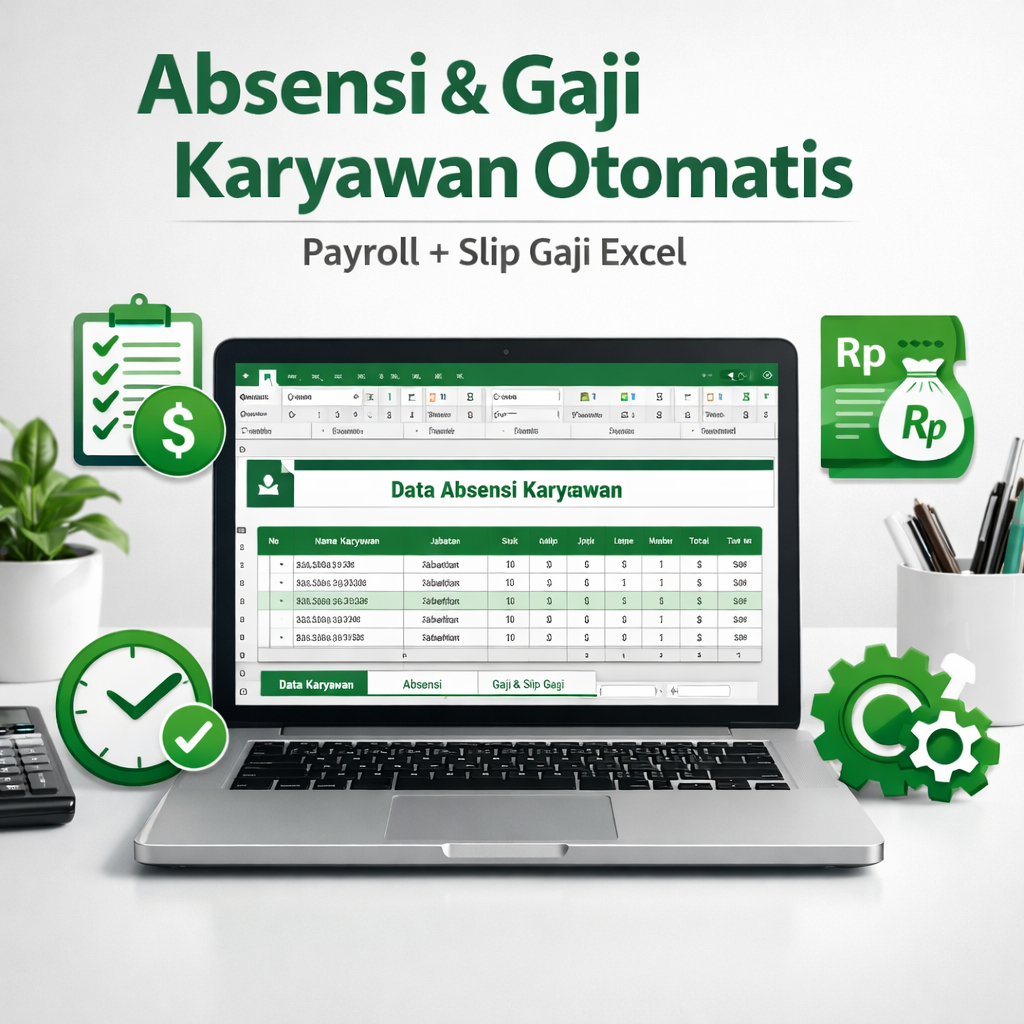 Template Daftar Absensi Gaji Excel Otomatis Rekap Kehadiran Slip Gaji Siap Cetak