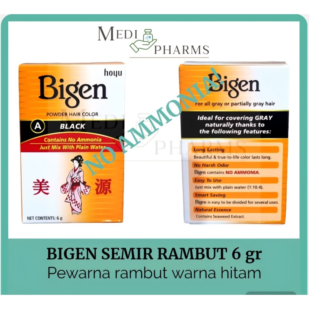 Bigen 6gr Semir Rambut Bubuk Hitam
