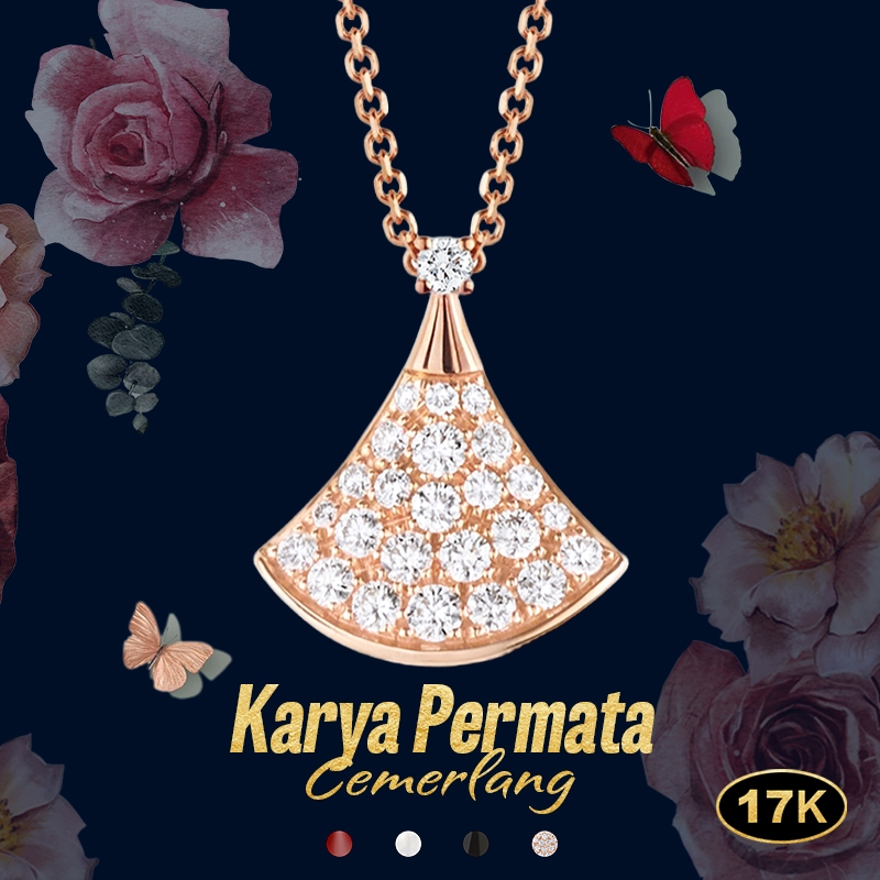 Kalung Berlian VCA, kalung emas 17k, kalung panjang