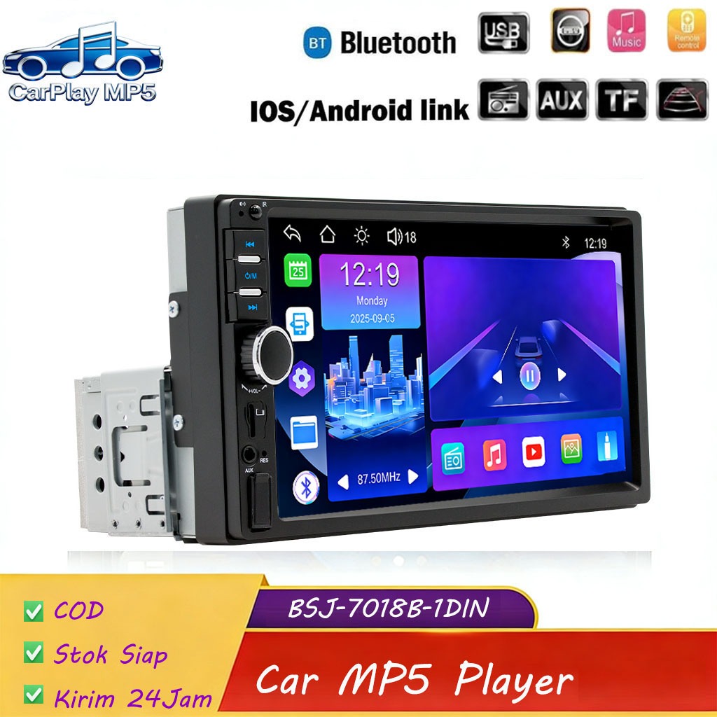 7018 / 7010 Single Din Car MP5 Player, Bluetooth MP4/MP5 All-in-One Unit, Reversing Image & Phone Li