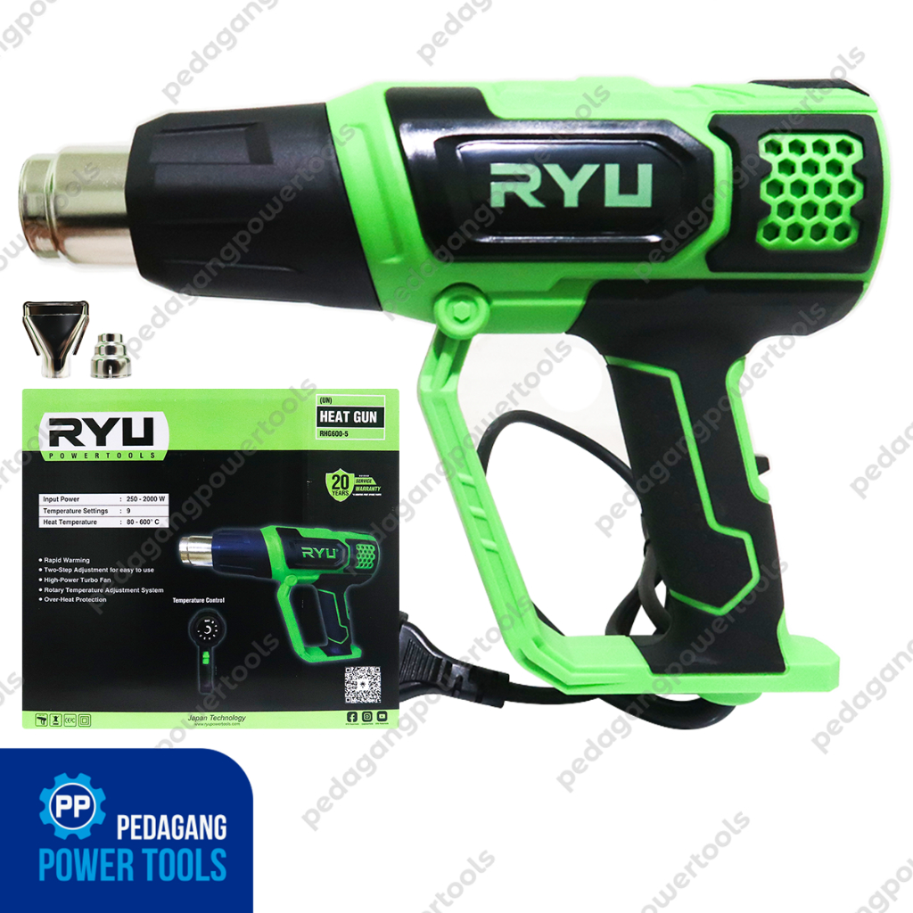 RYU Heat Gun Mesin Hot Air Gun Listrik Blower Angin Alat Pemanas Sticker Plastik