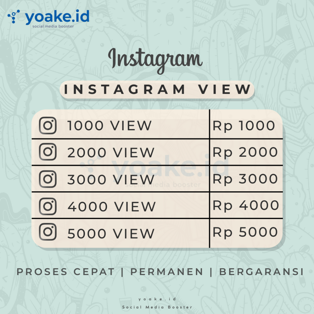YOAKE PROMO View Reels IGTV Potingan IG Murah Real Aktif Worldwide View Instagram Termurah Permanen 