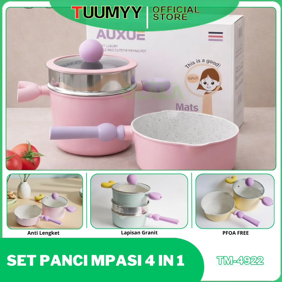 [COD] PANCI SET MPASI 4 PCS PANCI MPASI GRANIT PAN KOREA SOUP PAN , SAUCE PAN TM-4922