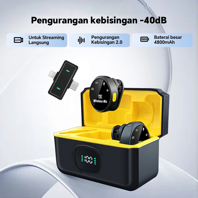 Lavalier Mic Wireless Mic Bluetooth Mini untuk HP & Laptop Pengurangan Noise Otomatis | Untuk Presen