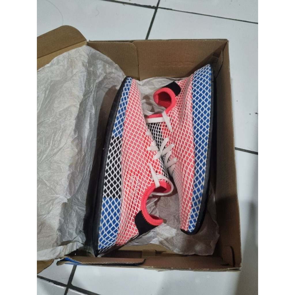 [USED] Sepatu Adidas Deerupt Runner Size US 42 Merah Biru - Original