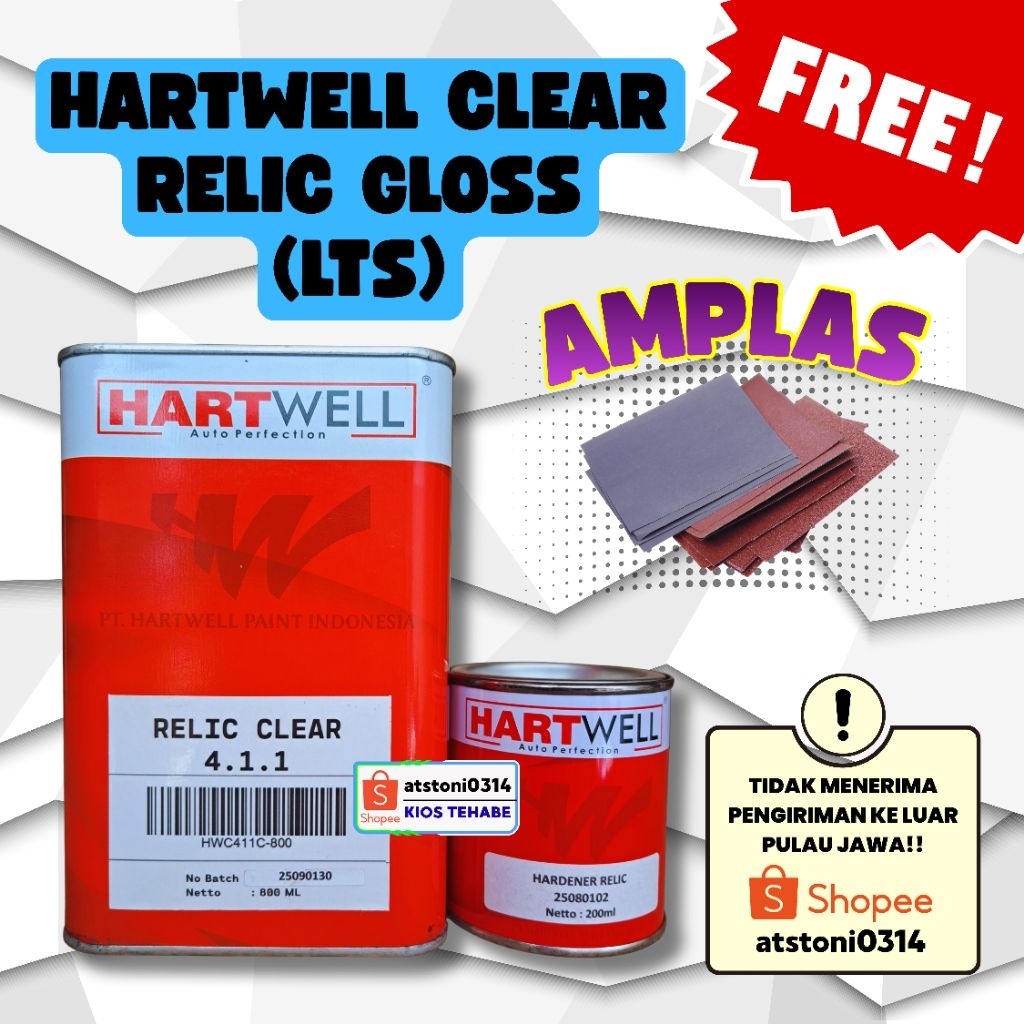 Hartwell Clear Relic Gloss New (1-Liter/set)  Perawatan cat kendaraan mobil motor