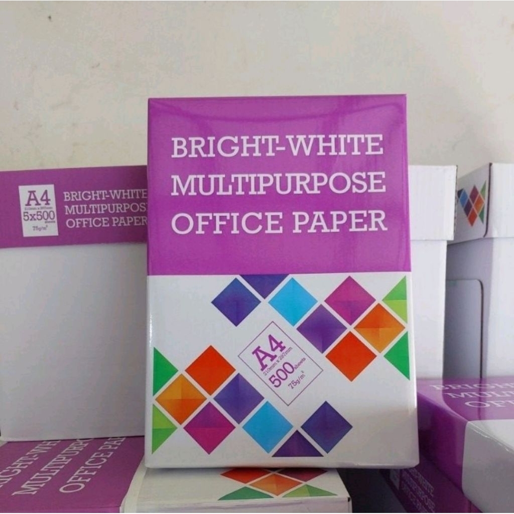 1RIM Kertas HVS A4 merk BRIGHT WHITE OFFICE 75gr (Murah dan bagus)