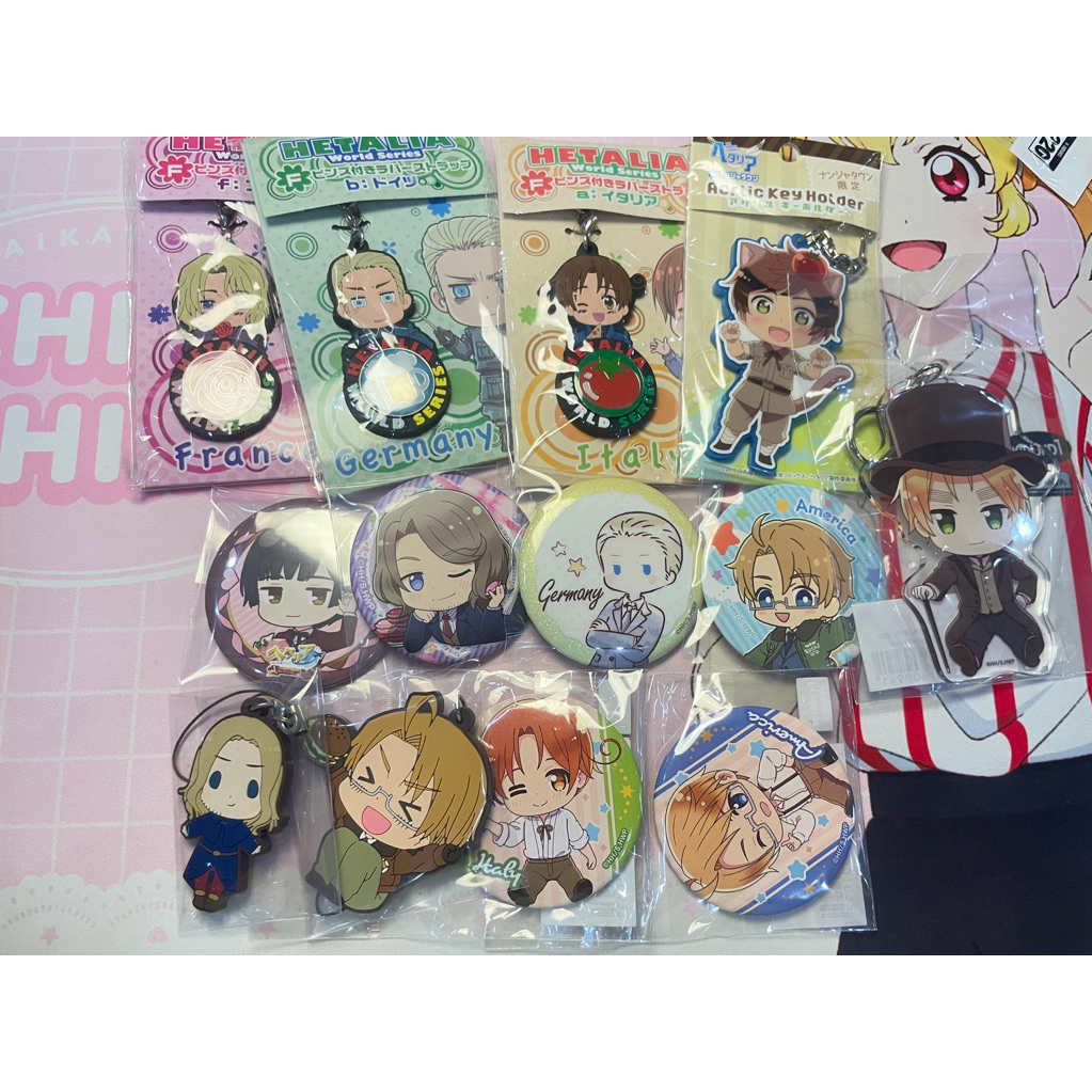 Hetalia World stars Ganci Keychain character Badge Pin Germany France Italy Spain englnd America Jap