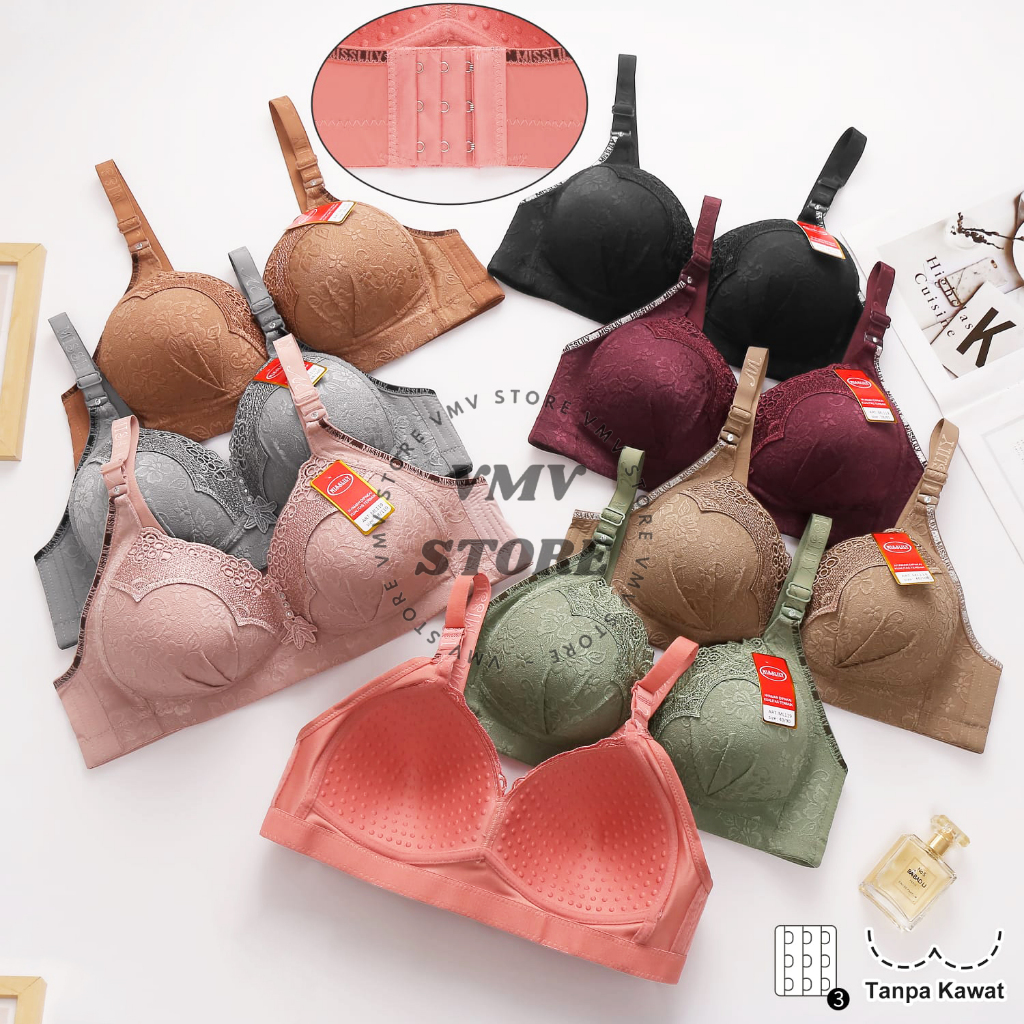 Bra Jumbo Cup C Misslily 119 Tanpa Kawat Kait 3 Motif Emboss Bh Besar Sexy Miss Lily Davanti Store